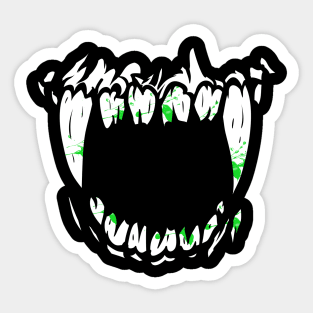 Creepy Monster Fangs with green goo - Gross Vampire Fangs for horror, fantasy, Halloween Sticker